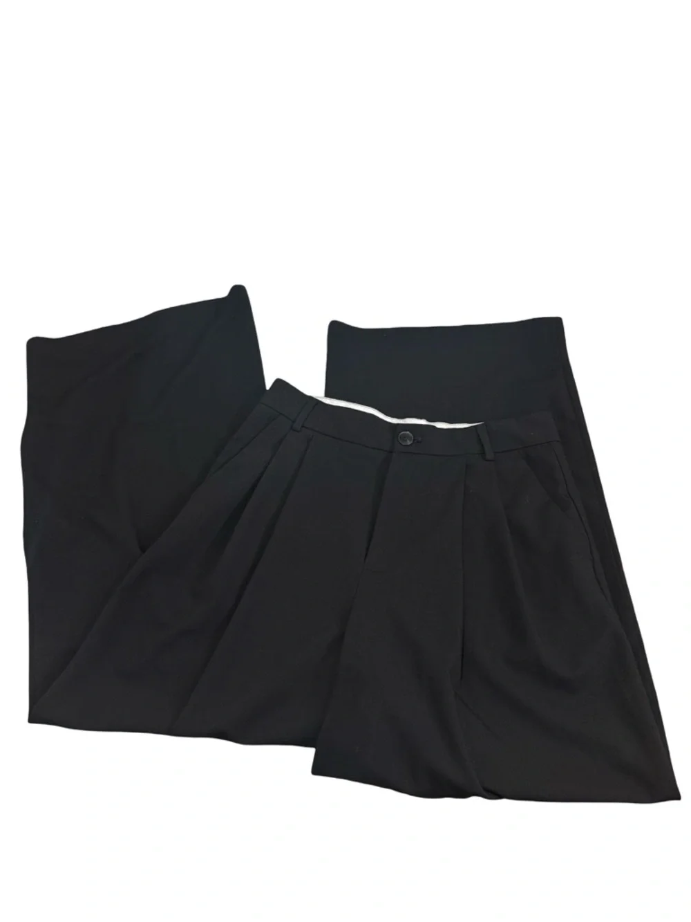 Zara Wide-Leg Black Dress Pants Double Pleated Sz M - Picture 5 of 7